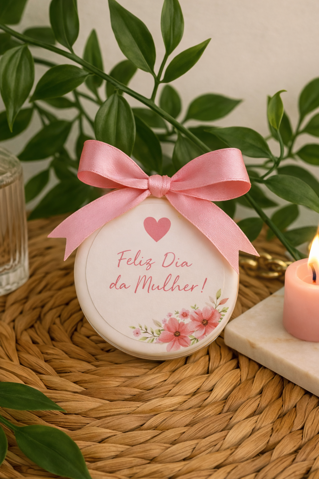🌸 Espelho Personalizado – Dia da Mulher
