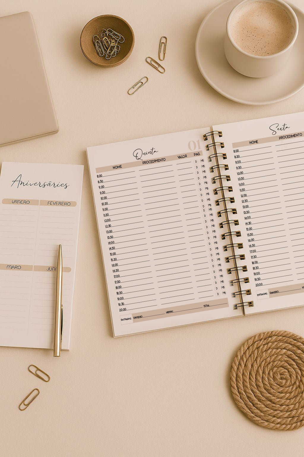 Agenda • Bloco de Notas • Bloco de Encomendas Personalizado _ AURORA